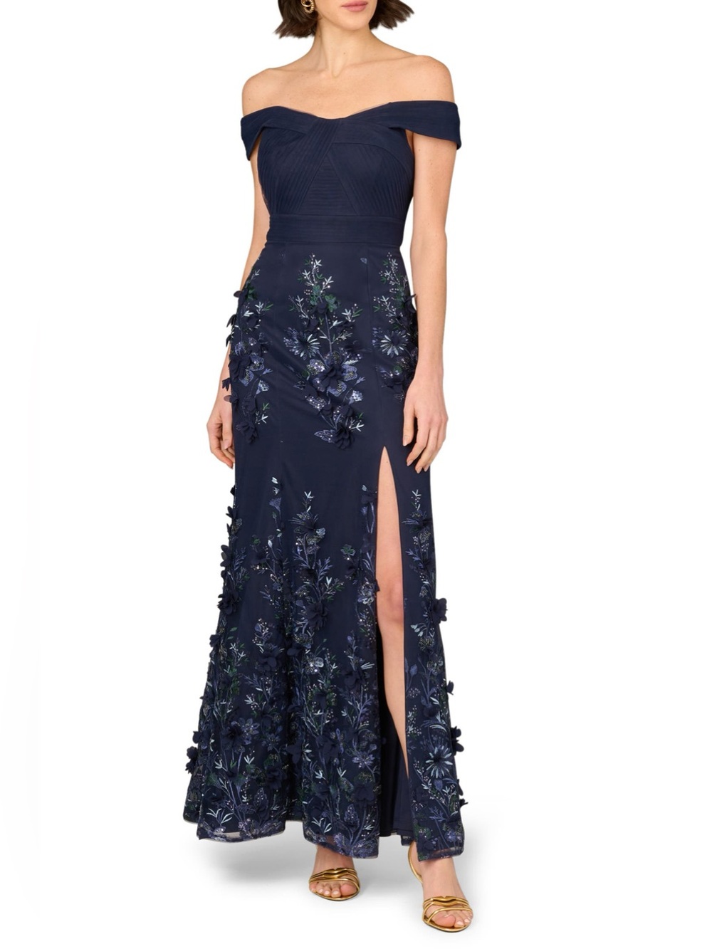 Aidan Mattox Sequin Embellished Off the Shoulder Mermaid Gown. Size 4 Women #553